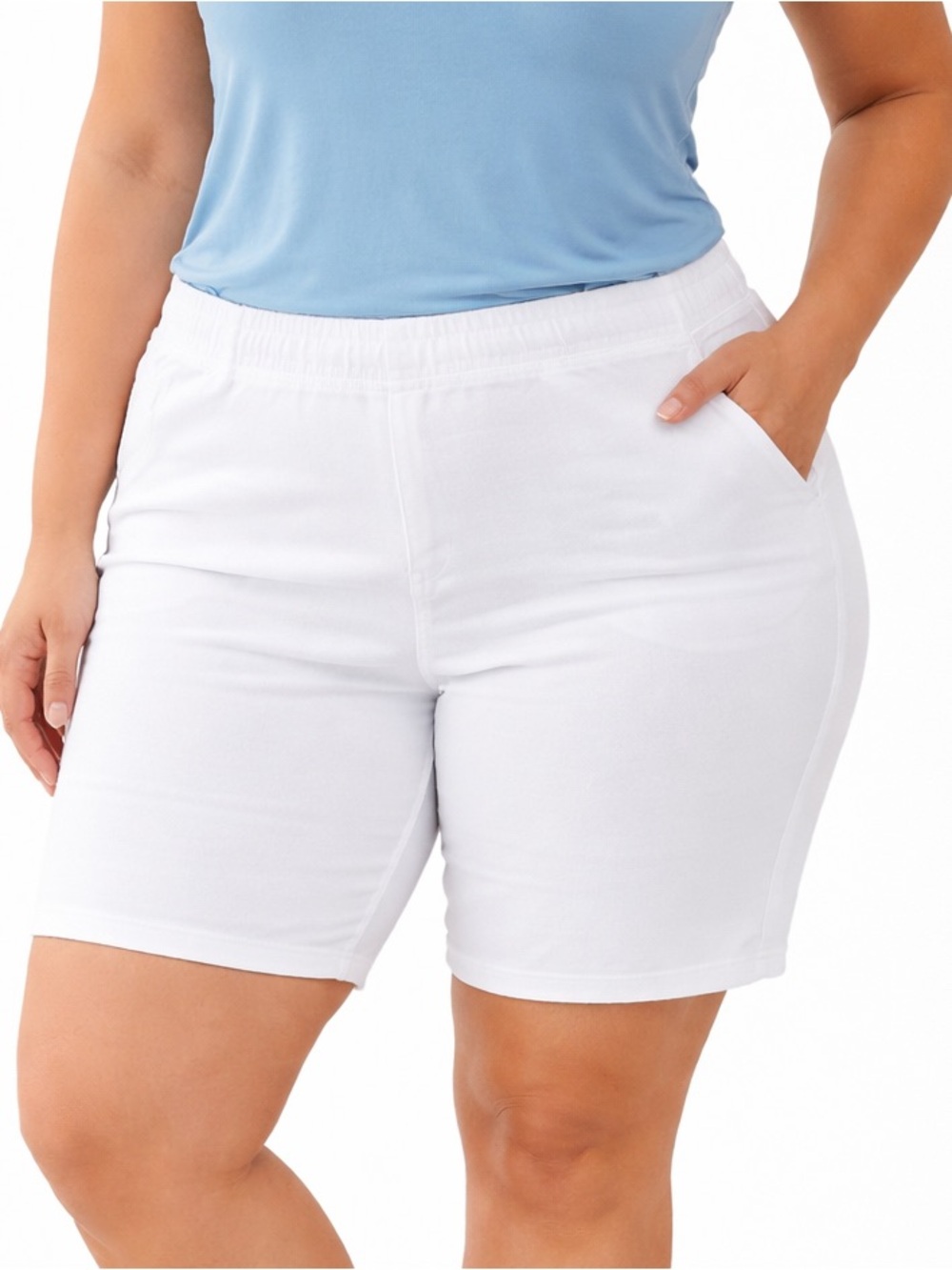 Kim Rogers White Pull-On Stretch Shorts 22W Elastic Waist EUC